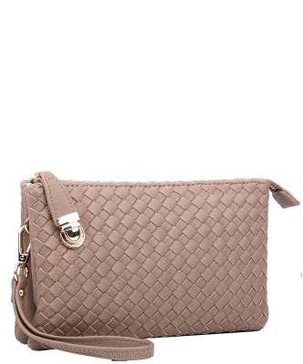 Fashion Woven Clutch Crossbody Bag WU112 TAUPE